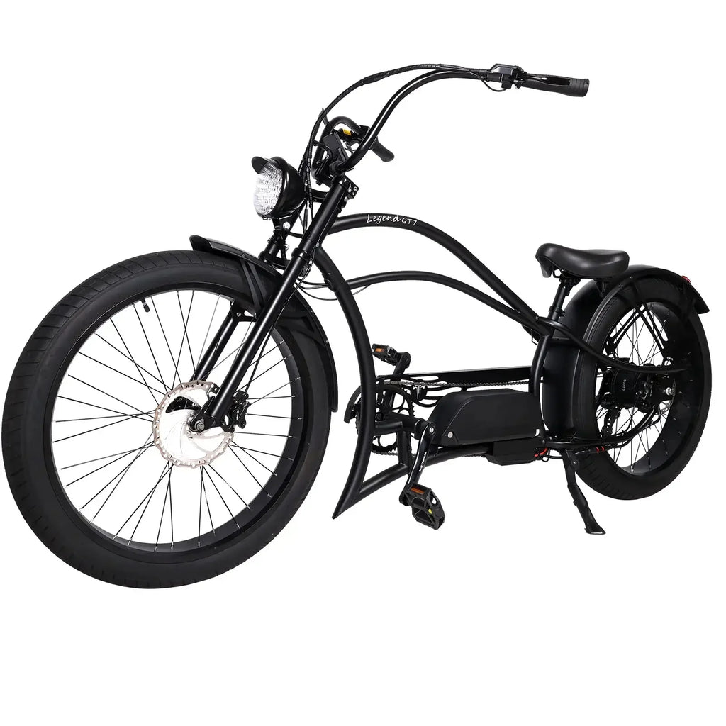 Tracer Legend GT7 Cruiser Chopper E-bike, 1000W Motor, 7 Speed, Disc Brake, for Men, Matte Black