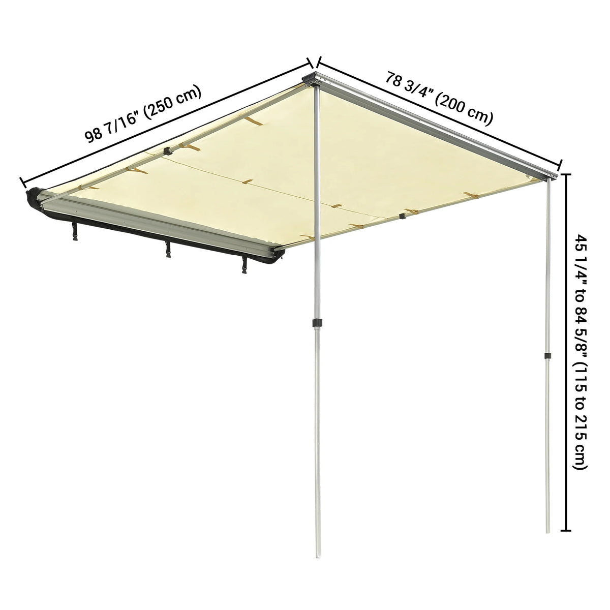 Yescom Vehicle Awning with Blackout Coating 6.6x8.4' Car Roof Rack Overlanding Shade for SUV Camping Travel