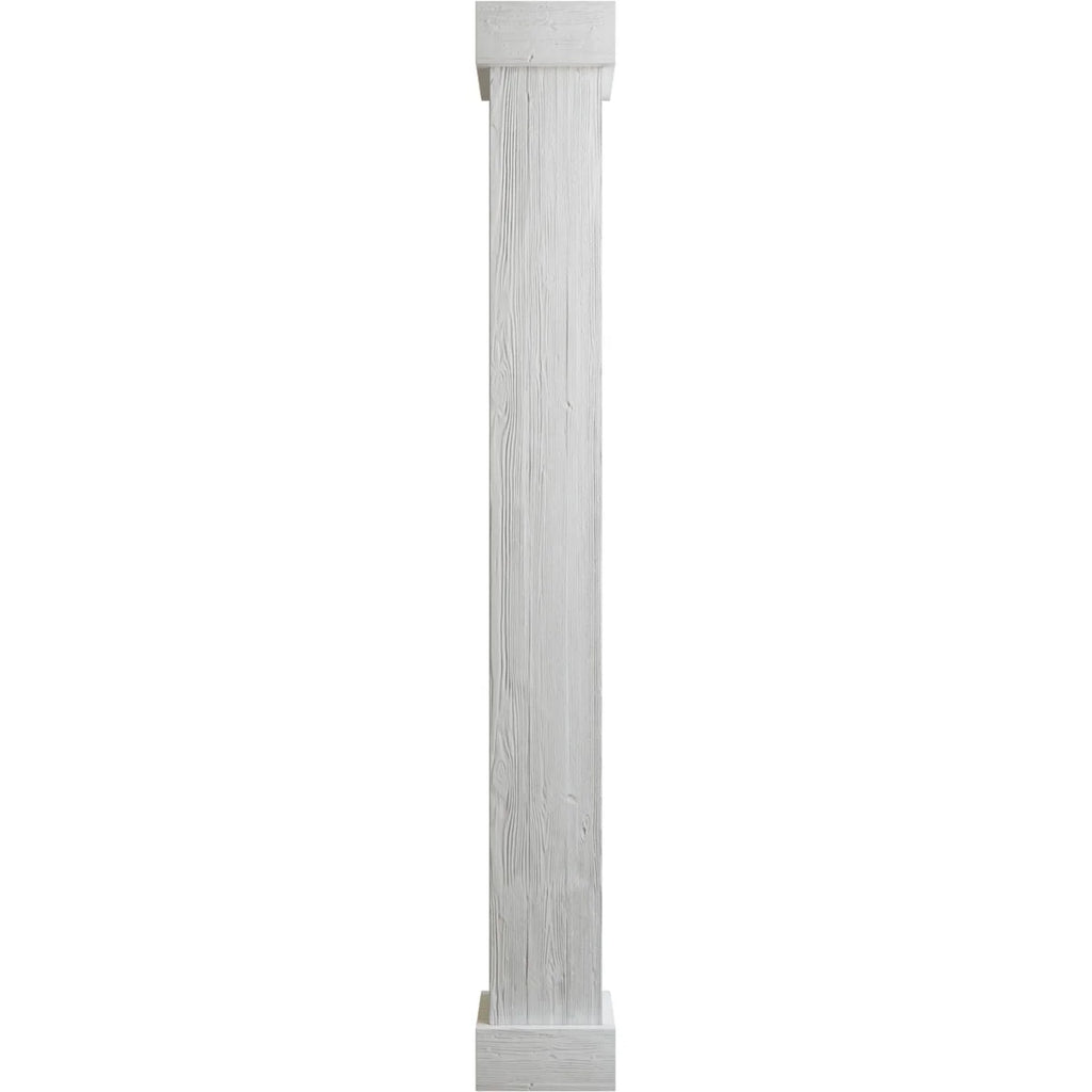 Ekena Millwork 18"W x 5'H Hand Hewn Endurathane Faux Wood Non-Tapered Square Column Wrap with Standard Capital & Base