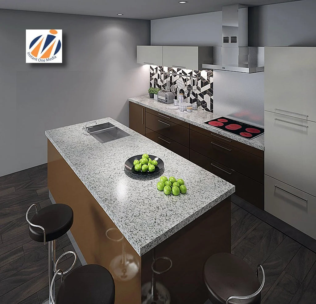 Instant Granite Countertop Vinyl Laminate Sheet | Peel & Stick | Durable Self-Adhesive Paper Roll Resists Heat, Stains, Water | Kitchen & Bath | 36�� x 144�� (3' x 12') | Marble Design | Luna Pearl