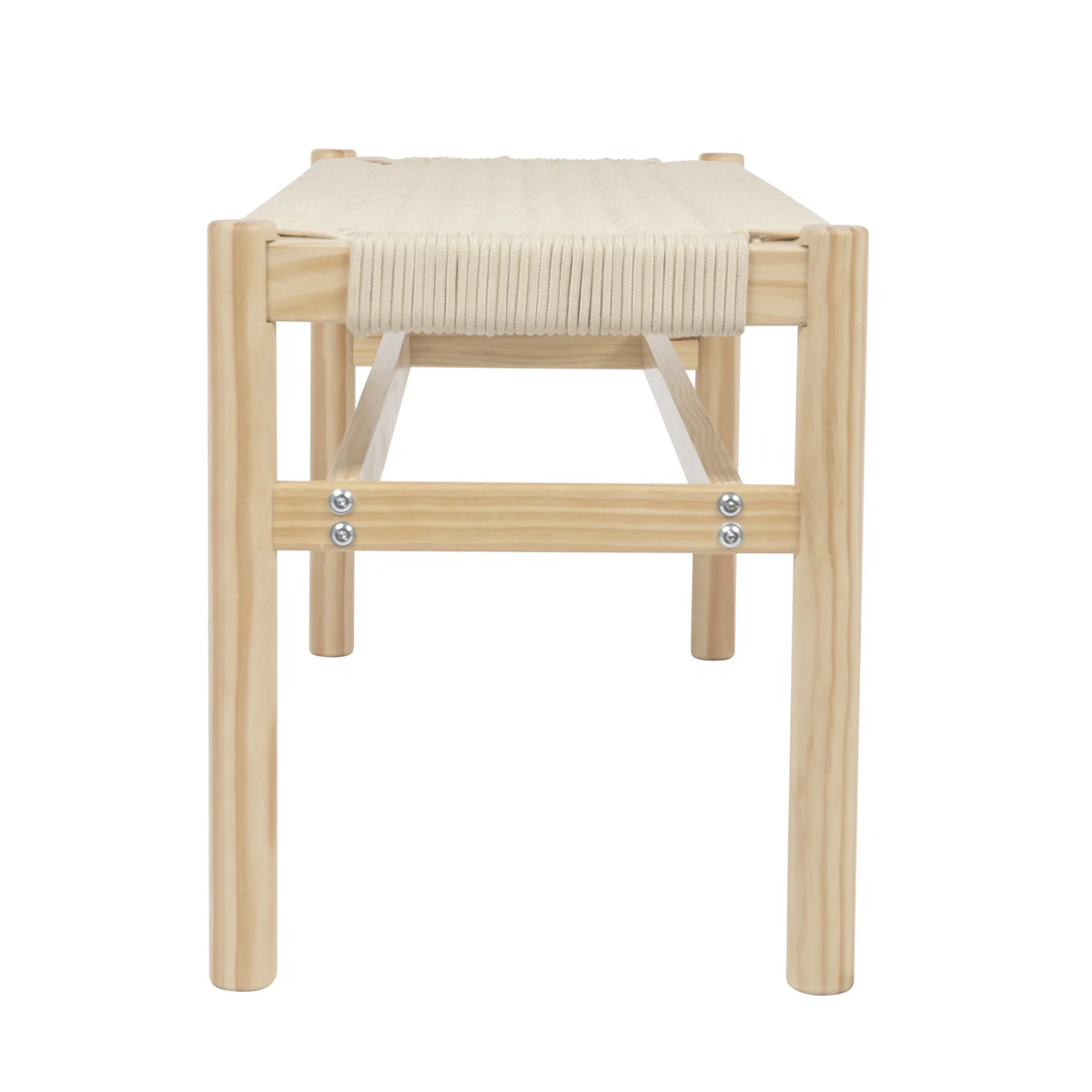Main + Mesa Fernway Solid Wood and Woven Rope Entryway Bench, Moss Green