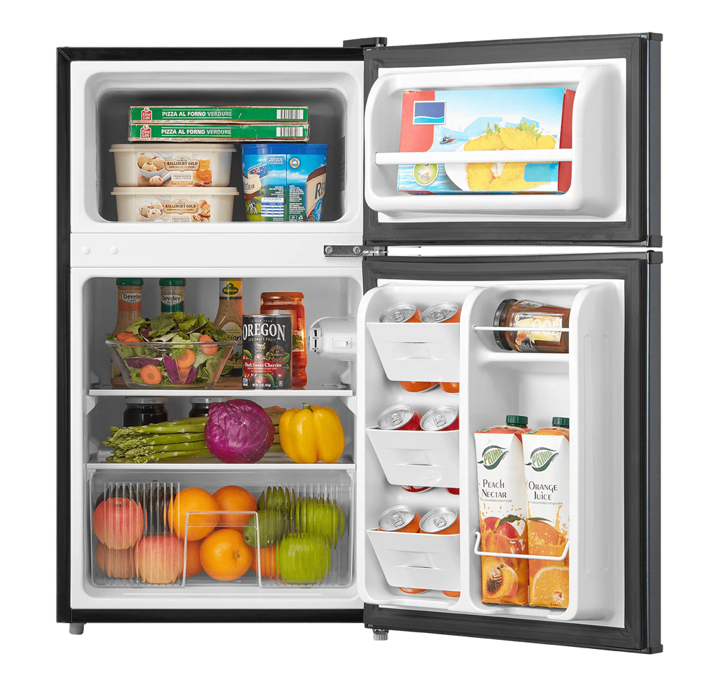 Arctic King 3.2 Cu ft Two Door Mini Fridge with Freezer, Stainless Steel, E-Star, ARM32D5ASL