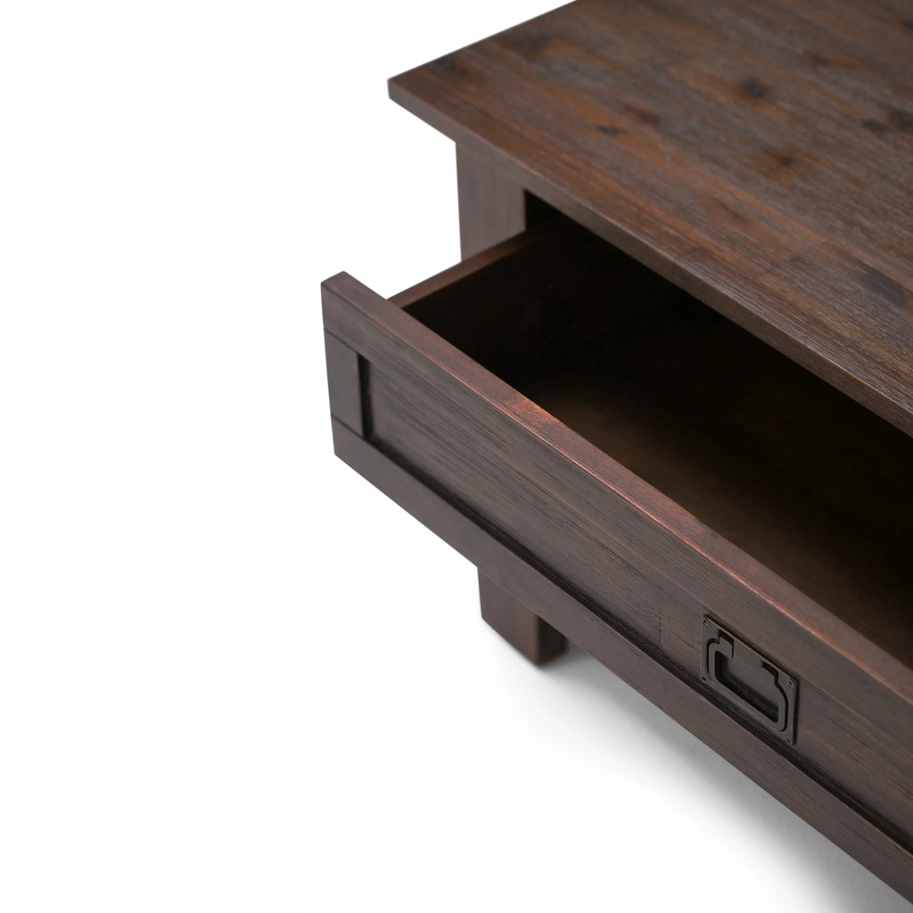 Simpli Home Monroe SOLID ACACIA WOOD 38 inch Wide Square Rustic Coffee Table in Distressed Charcoal Brown