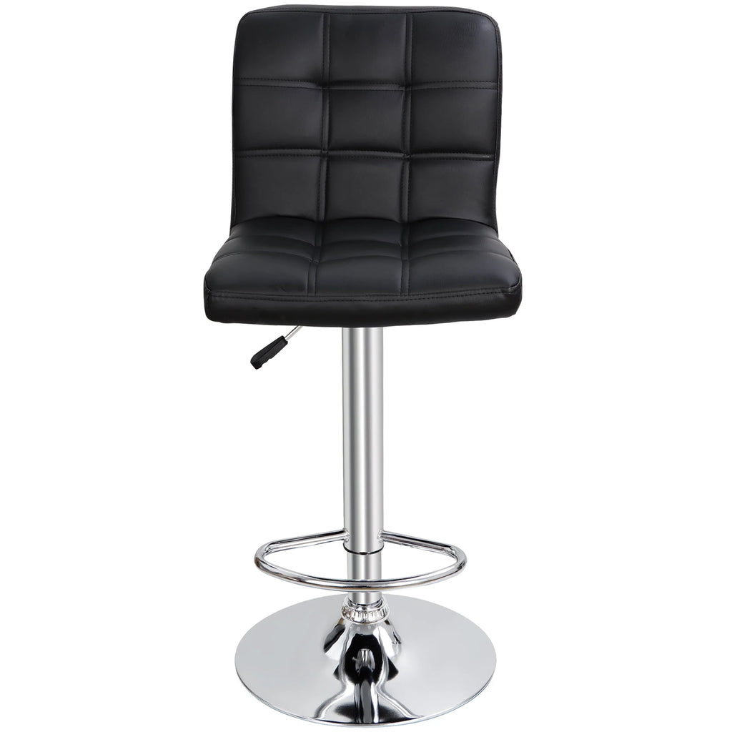 ZENY Set of 4 Bar Stool Soft Cushion Metal Frame 24-32" Swivel Chair, Black