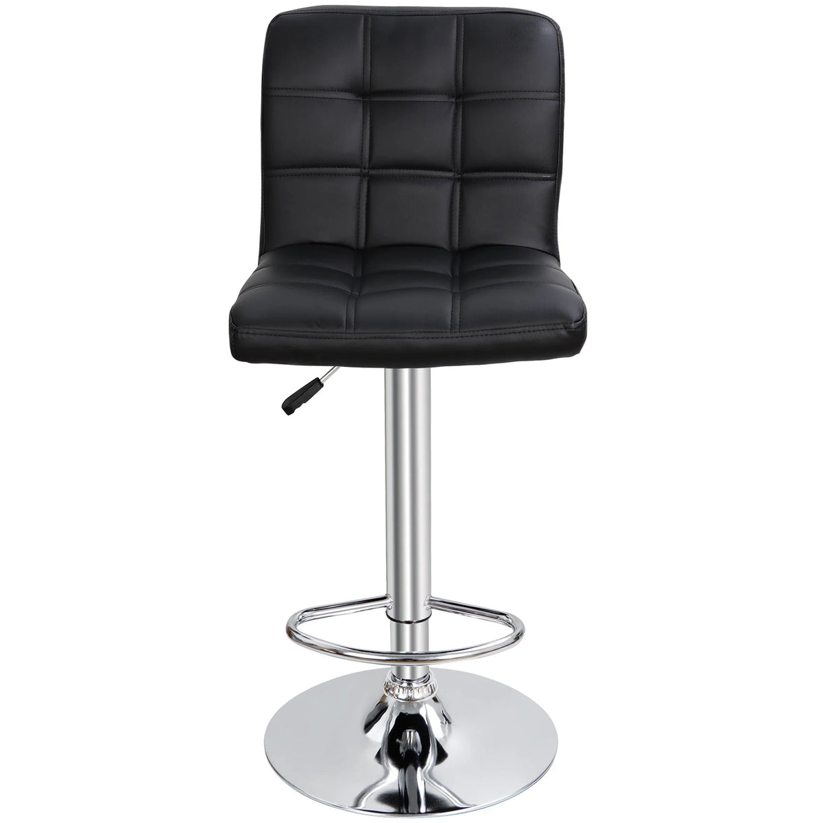 ZENY Set of 4 Bar Stool Soft Cushion Metal Frame 24-32" Swivel Chair, Black