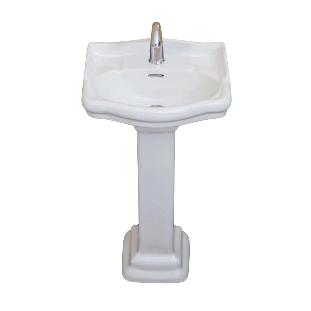 Fine Fixtures Roosevelt Pedestal Sink - 18 Inch Vitreous China Ceramic Pedestal Sink - Single Faucet Hole Sink in White