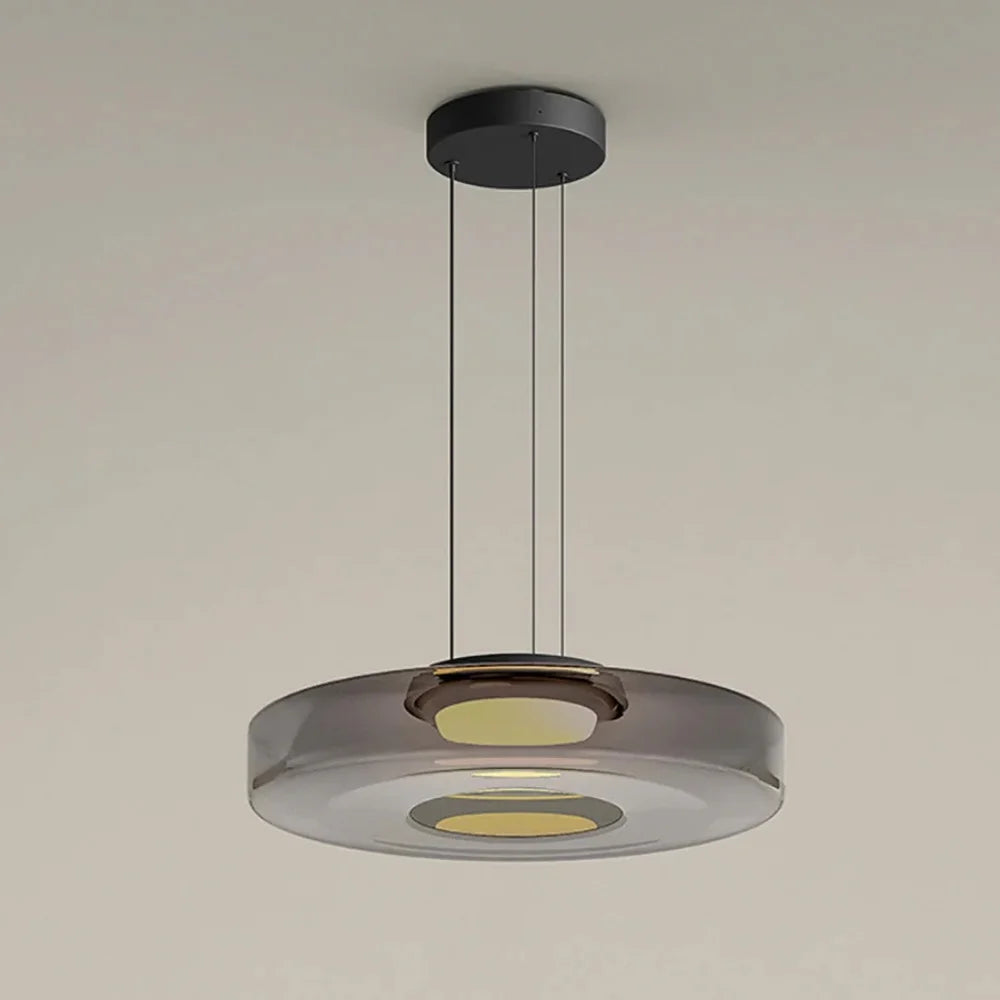 Arturesthome Contemporary Multi-Layer Clear Glass Pendant Lighting, Amber/Green/Grey