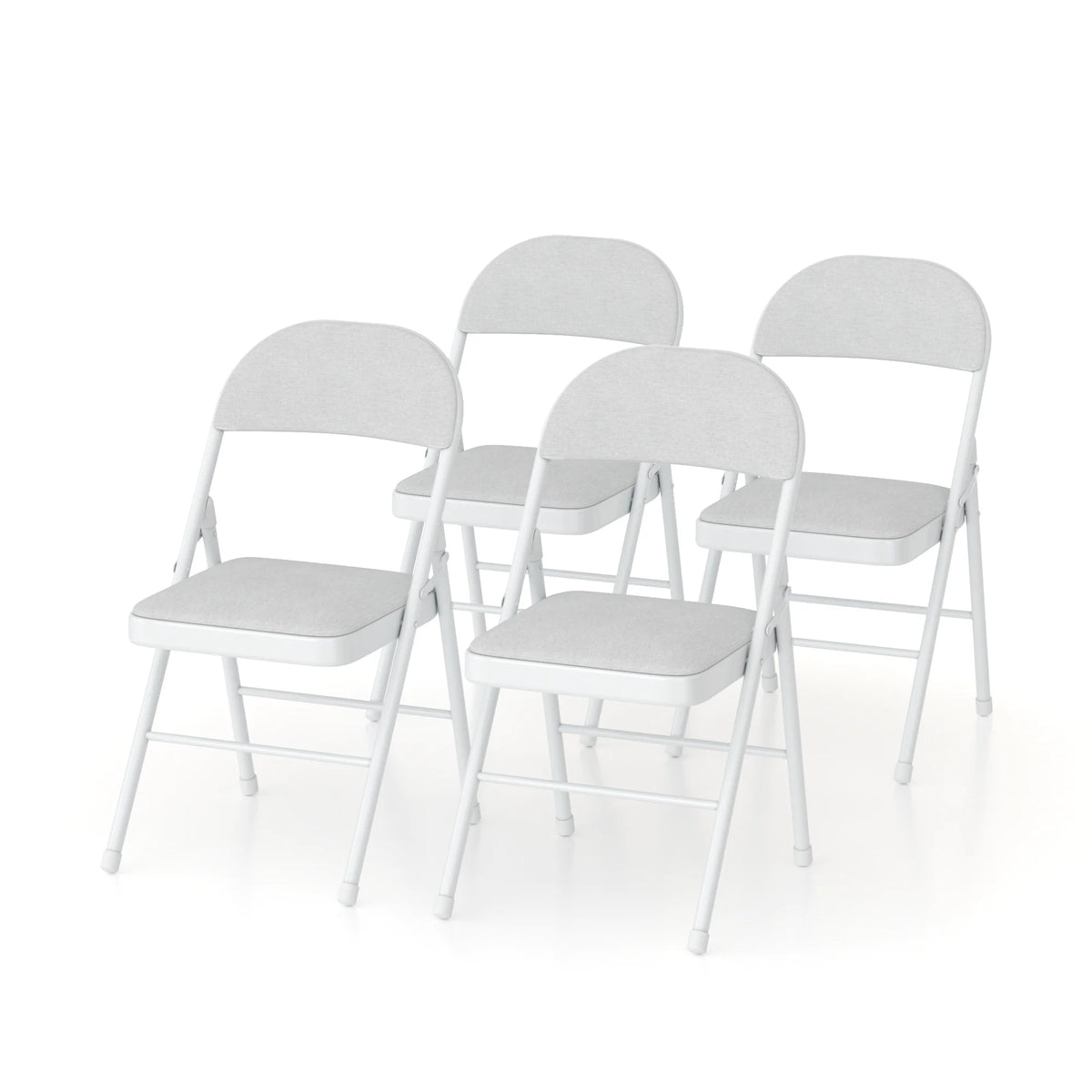 VECELO Set of 4 Folding Chairs, Fabric Dining Chair Set with Padded Cushion and Back, Indoor Outdoor Upholstered Seat with Metal Frame for Home Office Events Wedding Party, Orange