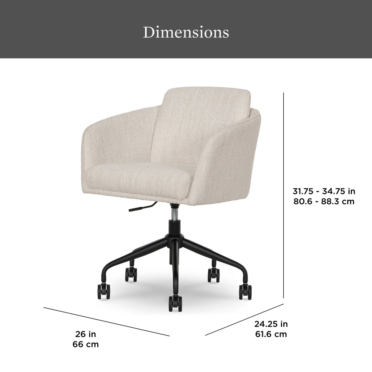 Better Homes & Gardens Juliet Office Chair, Ivory Boucle and Matte Black
