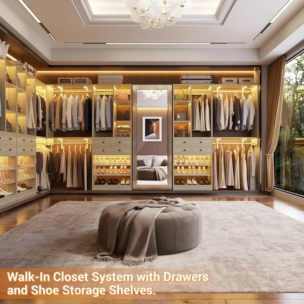 iSunirm 5FT Closet System with Drawers,5FT Closet System with Drawers, 60" Closet Organizer System with 2 Hanging Shelving Perfect Storage Solution for Organizing Your Closet