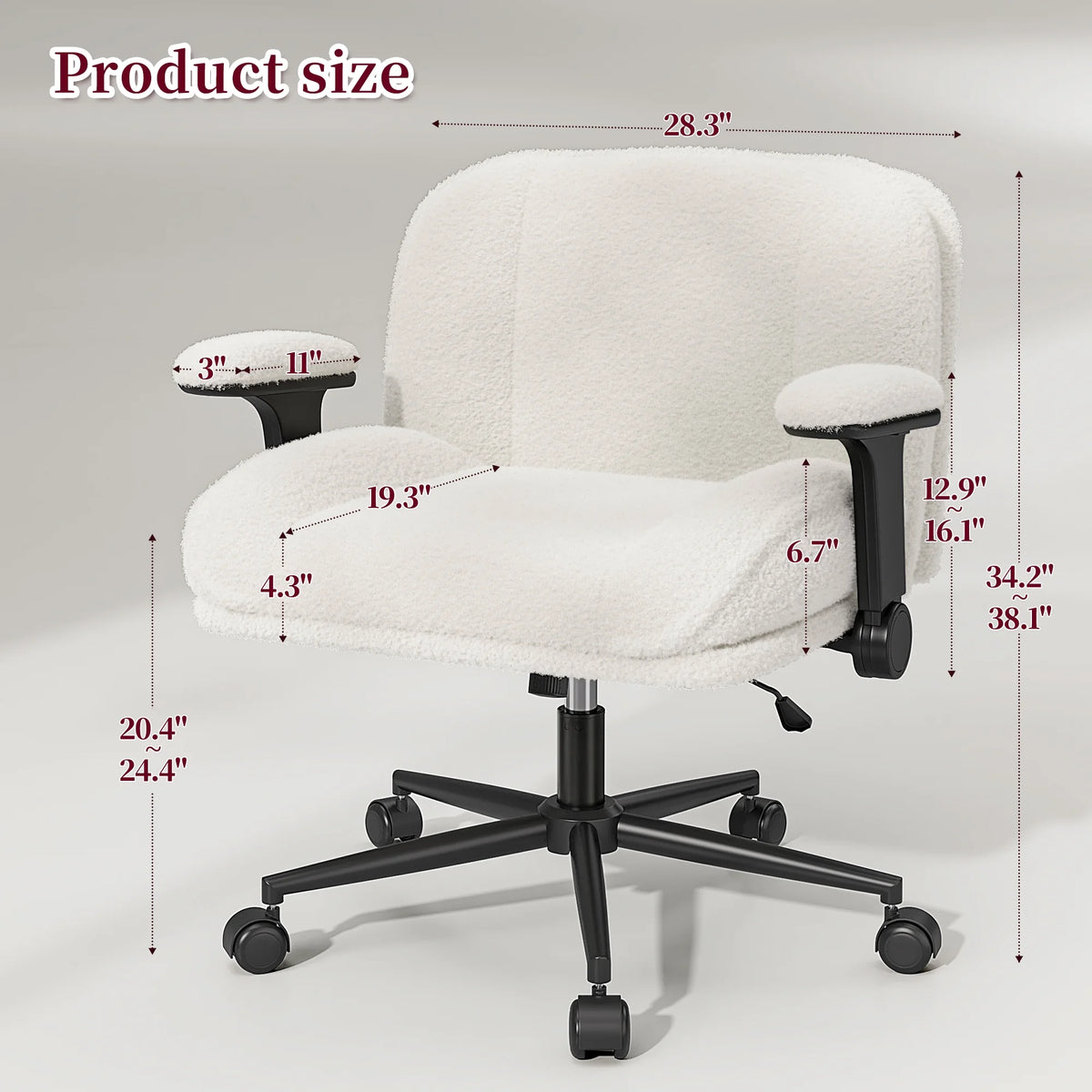 Romorgniz Criss Cross Chair with Adjustable Arms & Lumbar Support Office Chair with Reclining Back, Thick Cushion & Wheels for Office, Gaming, Reading, Vanity, Off-White