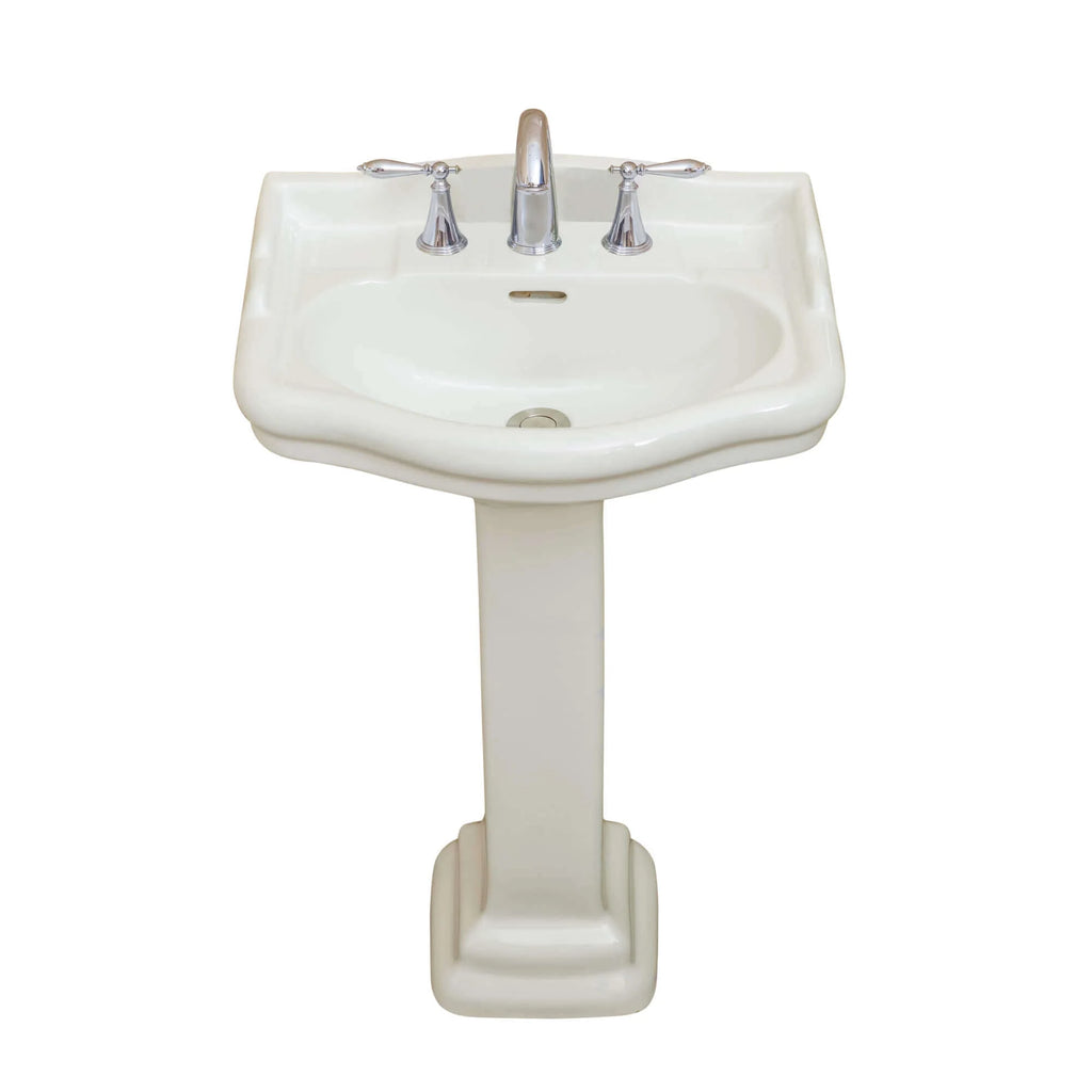 Fine Fixtures Roosevelt Pedestal Sink - 18 Inch Vitreous China Ceramic Pedestal Sink - Single Faucet Hole Sink in White