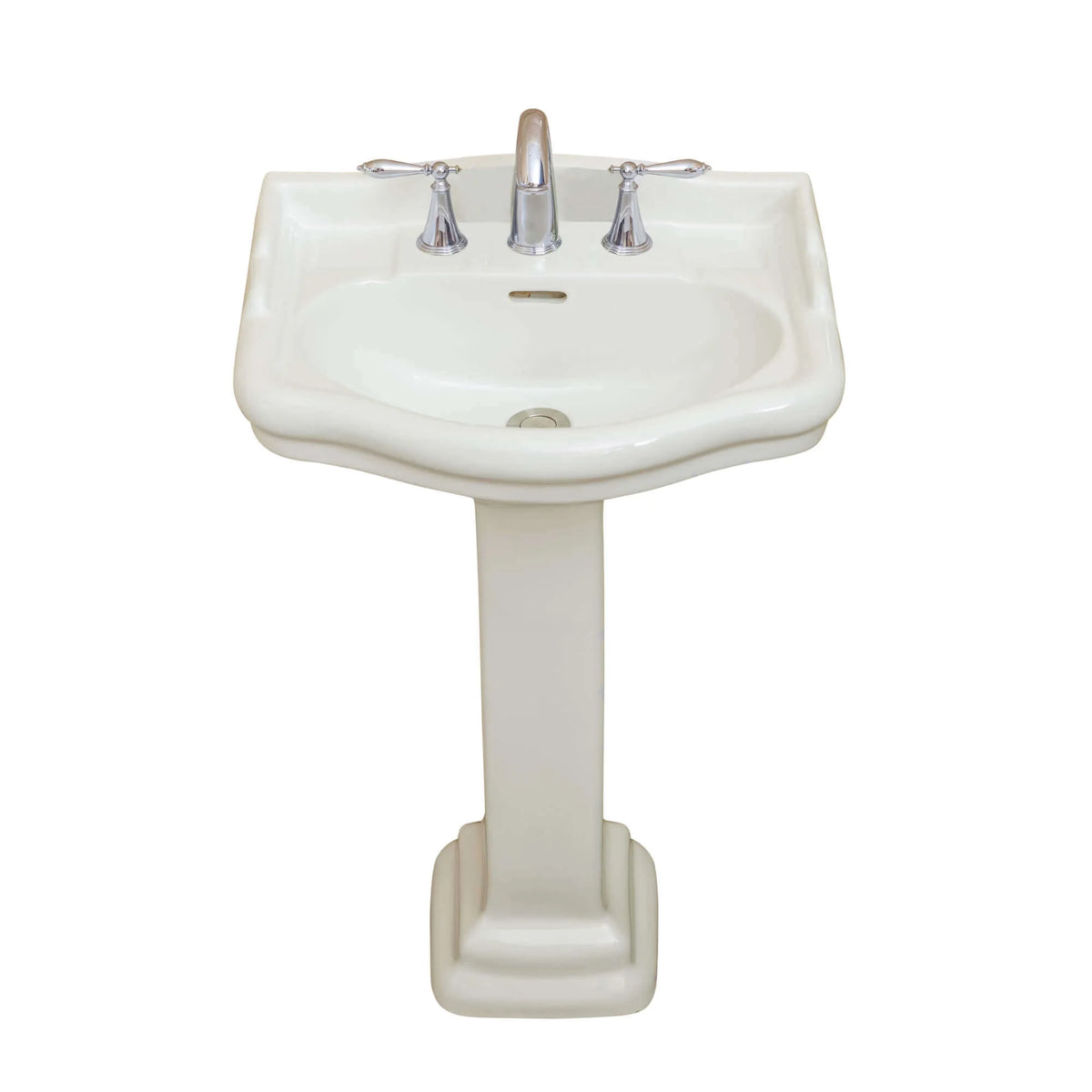Fine Fixtures Roosevelt Pedestal Sink - 18 Inch Vitreous China Ceramic Pedestal Sink - Single Faucet Hole Sink in White