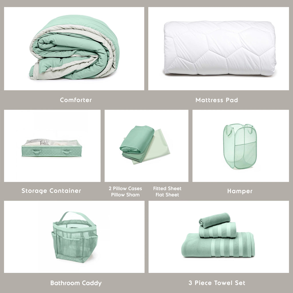 Ravure College Dorm Room Essentials Complete Set, Twin XL Comforter Set, Dorm Bedding, Twin Xl Bed In a Bag Comforter Set with All Dorm Accessories and Bedding, Grey
