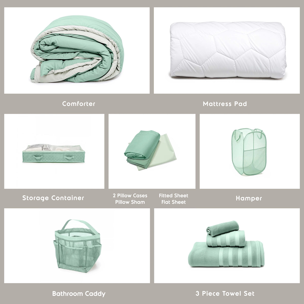 Ravure College Dorm Room Essentials Complete Set, Twin XL Comforter Set, Dorm Bedding, Twin Xl Bed In a Bag Comforter Set with All Dorm Accessories and Bedding, Grey