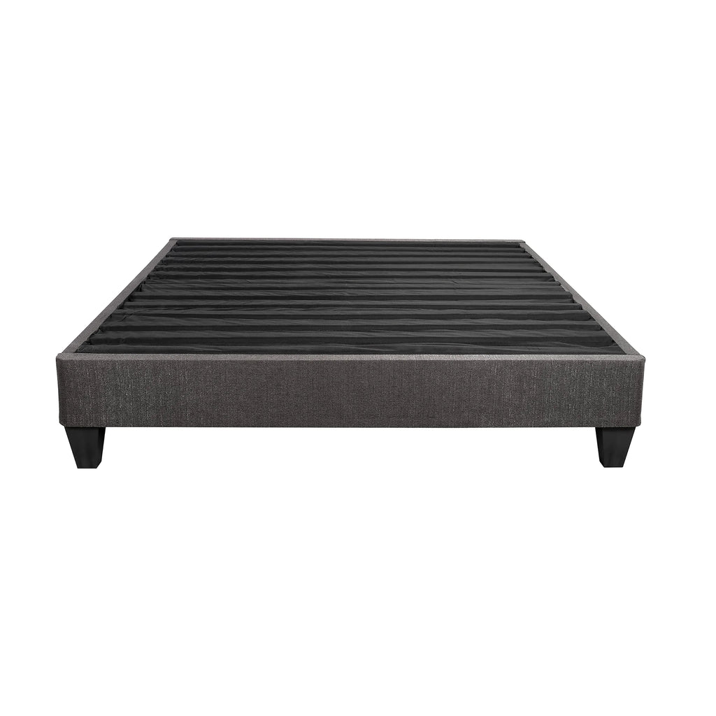 Primo Speedy Upholstered Platform Bed Frame with Wood Slat Support, No Box Spring Needed, Dark Grey