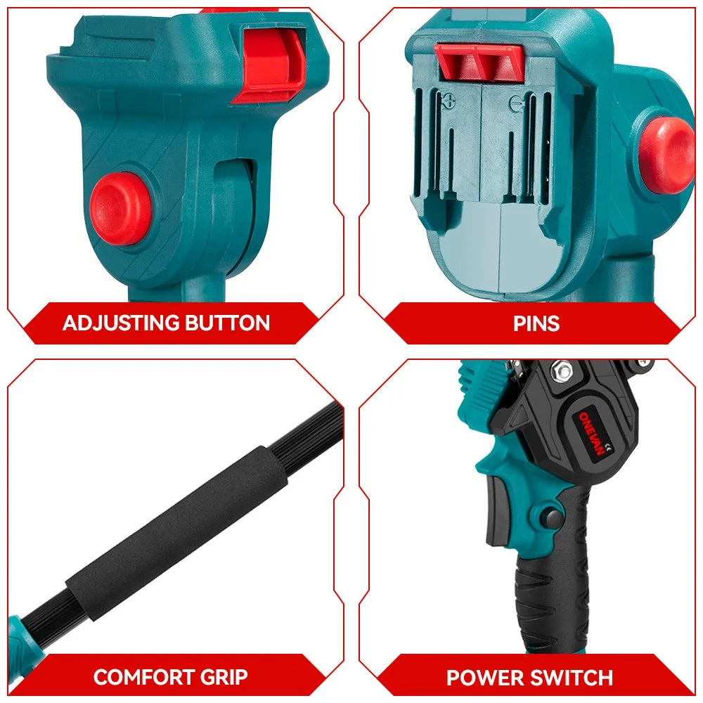3-in-1 Brushless 6" Pole Chainsaw & Electric Pruning Shears Cordless Pole Saw