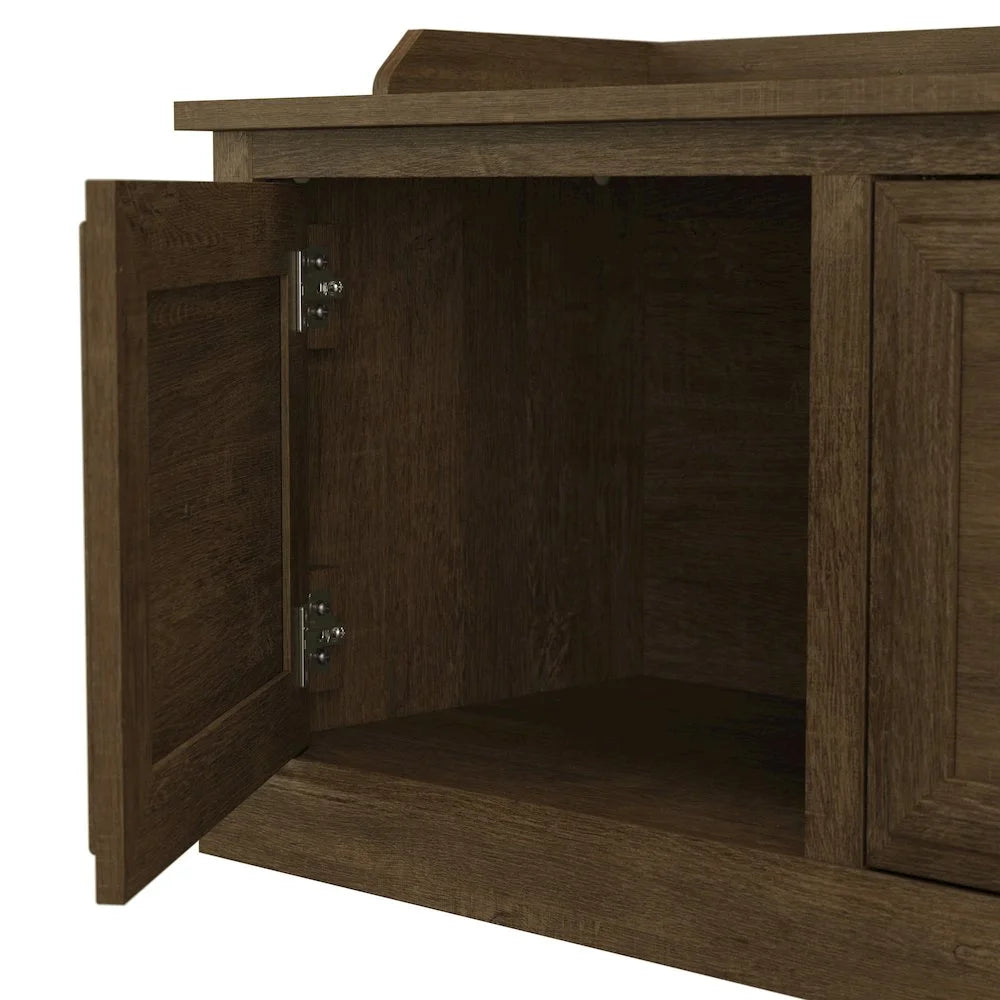 Woodland 40W Hall Tree and Shoe Bench with Shelves in Gray - Engineered Wood