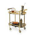 Viski Stainless Steel Bar Cart with Wheels, Mirror Shelves, Home Bar, Gold