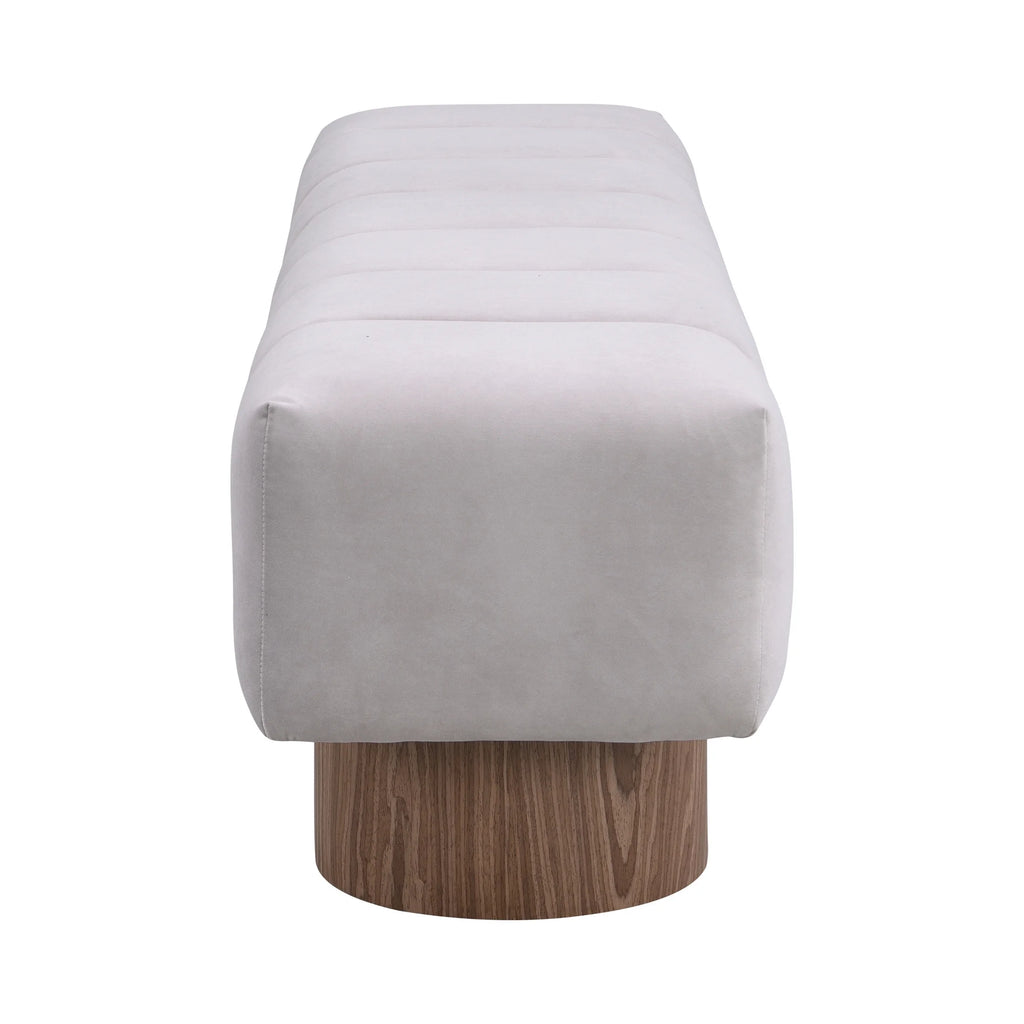 Christopher Knight Home Modern Mid-Century 64" Velvet Tufted Ottoman Bench, Faux Wood Legs, Light Gray
