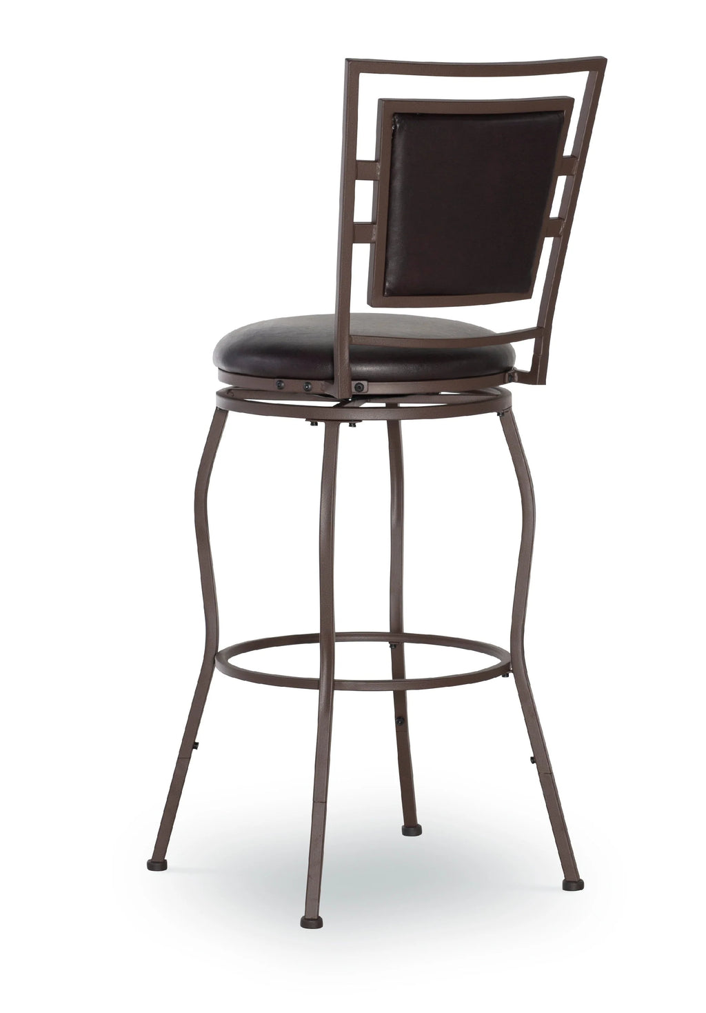Linon Nora 3-Piece Swivel Bar Stool Set, 24"-30" Adjustable Seat Height, Dark Brown Finish with Dark Brown Vinyl Fabric