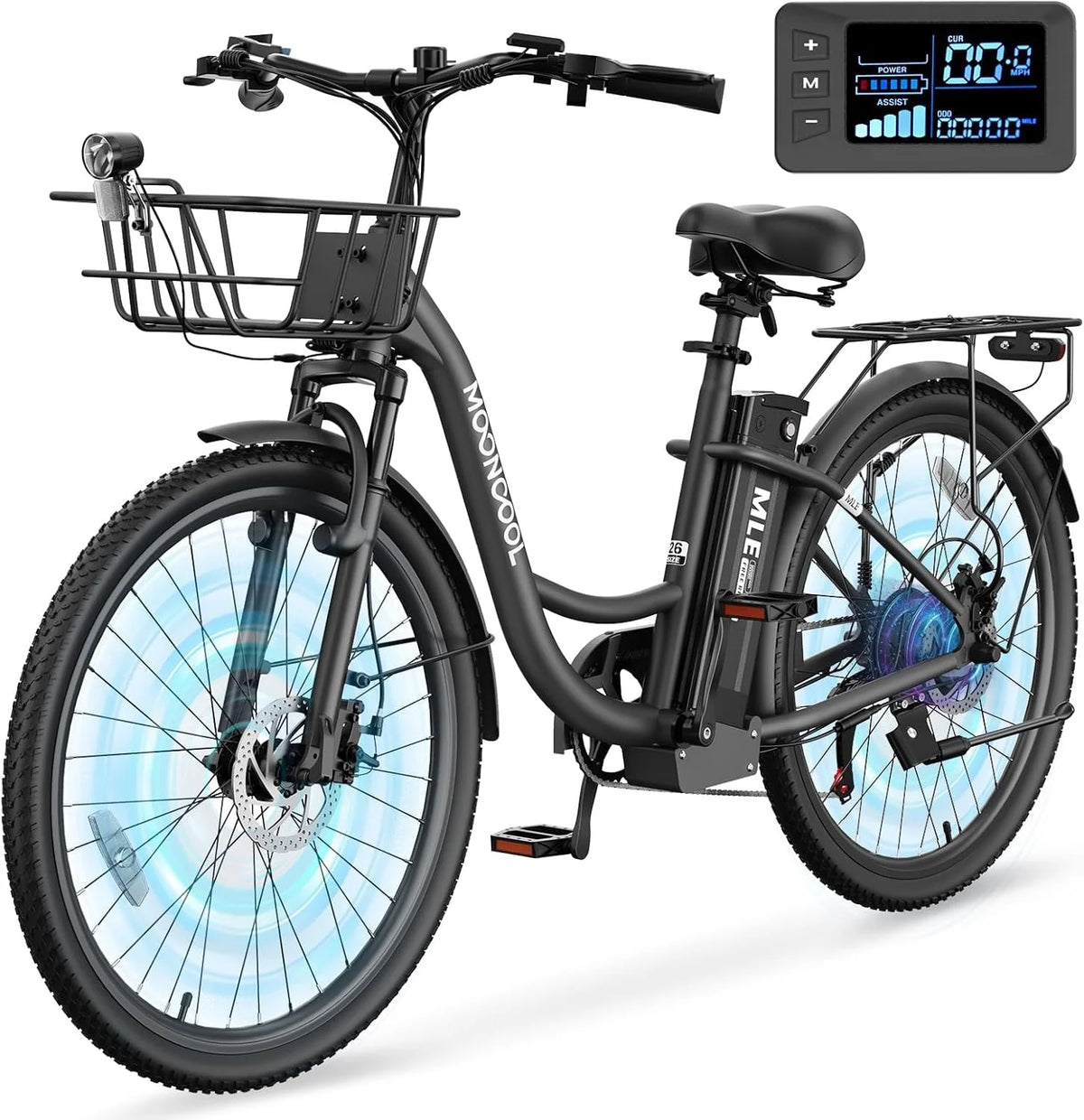 MOONCOOL Electric Bicycle for Adults 350W , 7-Speed Ebike with 36V 10.4Ah Removable Battery�� 40 Miles Range , 20 mph Electric Commuter Bike for Women Men, Certified to UL 2849 by SGS