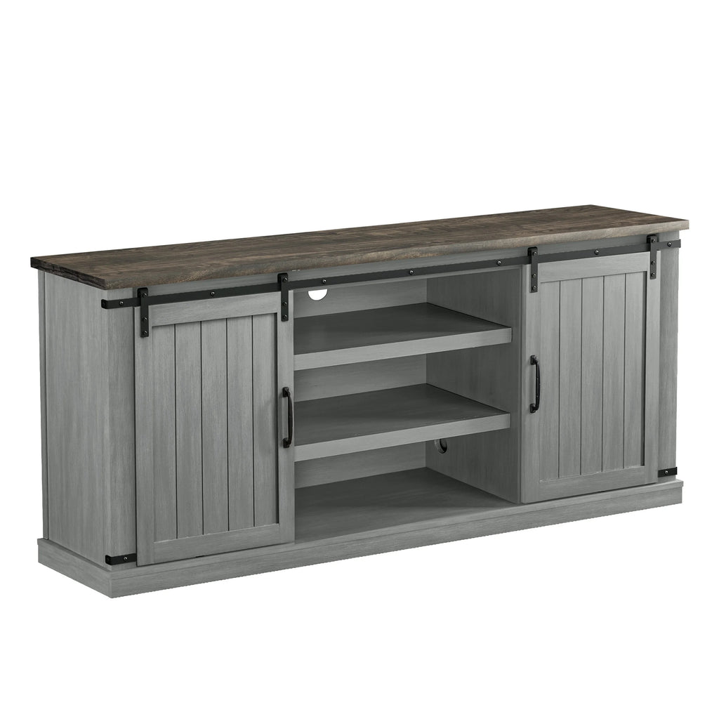FESTIVO Farmhouse TV Stand for 75" TV, Entertainment Center, Sliding Barn Door TV Stand, 68 inch TV Console Table, Home Living Room Media Console with Adjustable Shelf - Off White