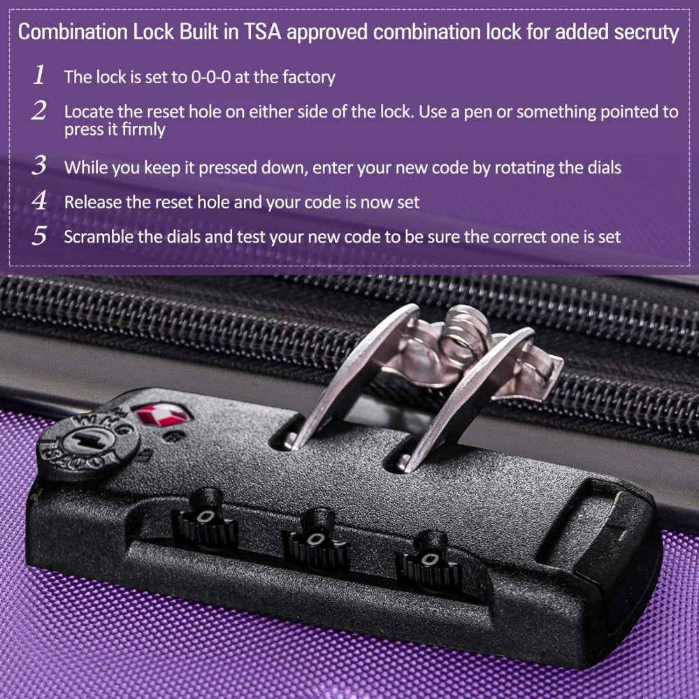 Tcbosik Luggage Sets, 3 Piece Set Hardside Suitcases with Spinner Wheels, 20/24/28 Travel Luggage Lightweight, Dark Blue