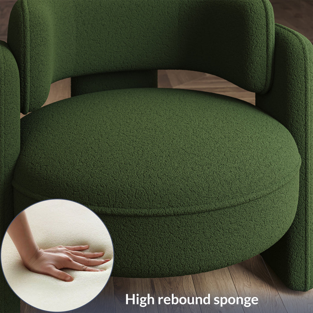 BELLEZE Sherpa Boucle Chair, Modern Barrel Accent Chair Comfy Round Upholstered Armchair Accent Side Chair for Living Room, Bedrooms, Corner - Quinton��White��