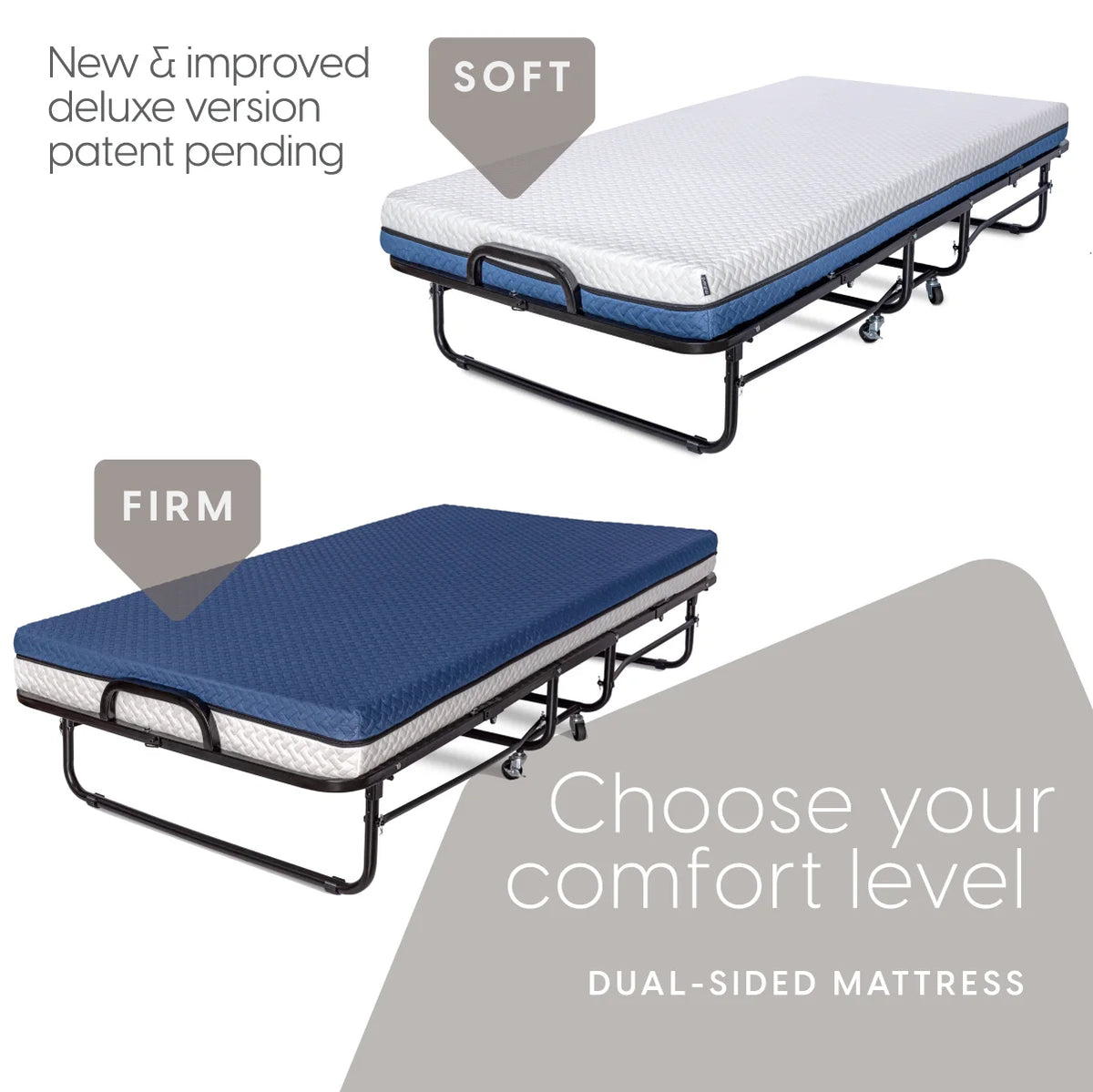 Milliard Diplomat Adjustable Size Modern Folding Bed with Memory Foam Mattress