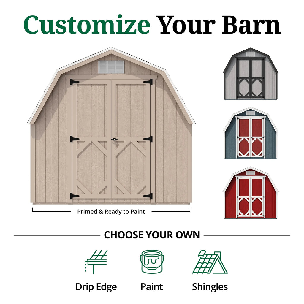 Little Cottage Co. 8x8 Classic Gambrel Barn with 4 ft. Sidewalls, Outdoor Wood Storage Shed Do-It-Yourself Precut Kit