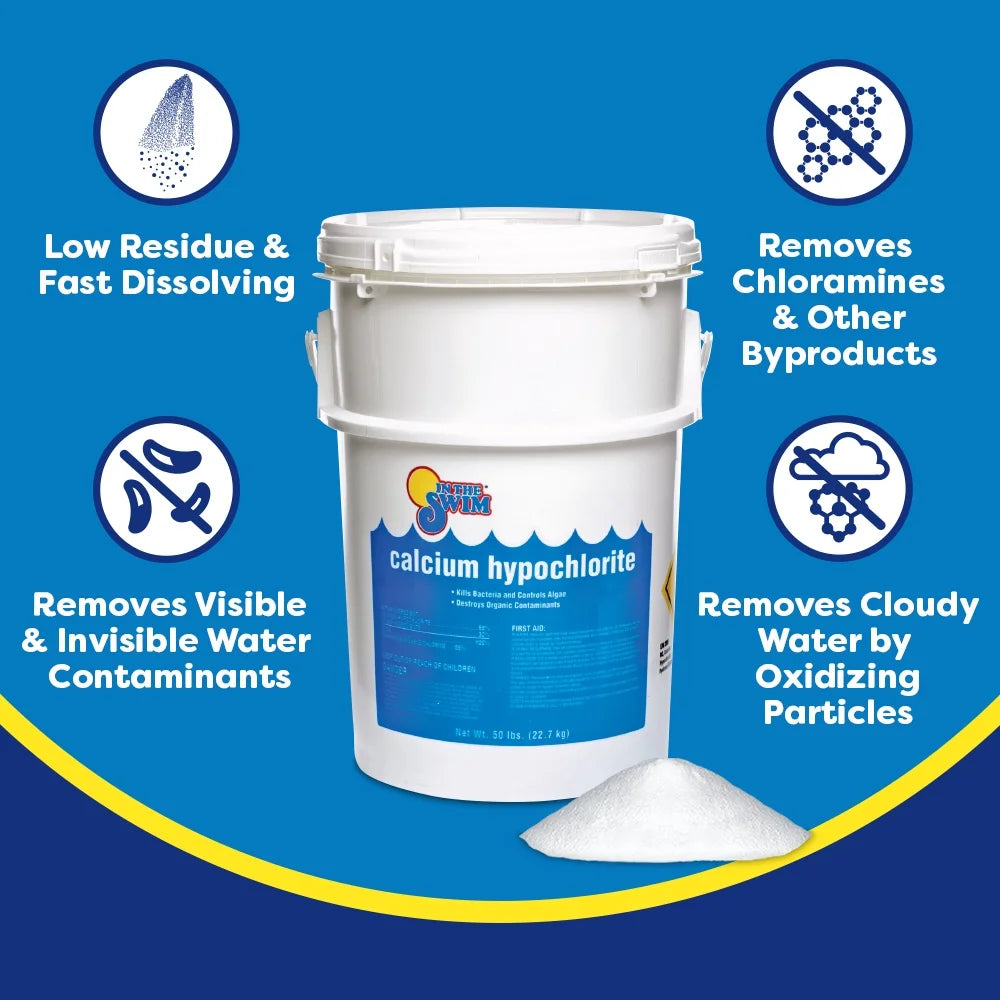 In The Swim Chlorine and Shock Bundle for Sanitizing Swimming Pools �C Includes 50 Pound Bucket of 3 Inch Stabilized Chlorine Tablets and 50 Pound Bucket of 68% Cal-Hypo Pool Shock