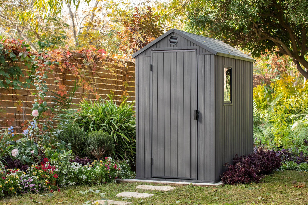 Keter Outdoor Storage Shed, Durable Resin, Compact & Portable, Store-It-Out Darwin, Grey