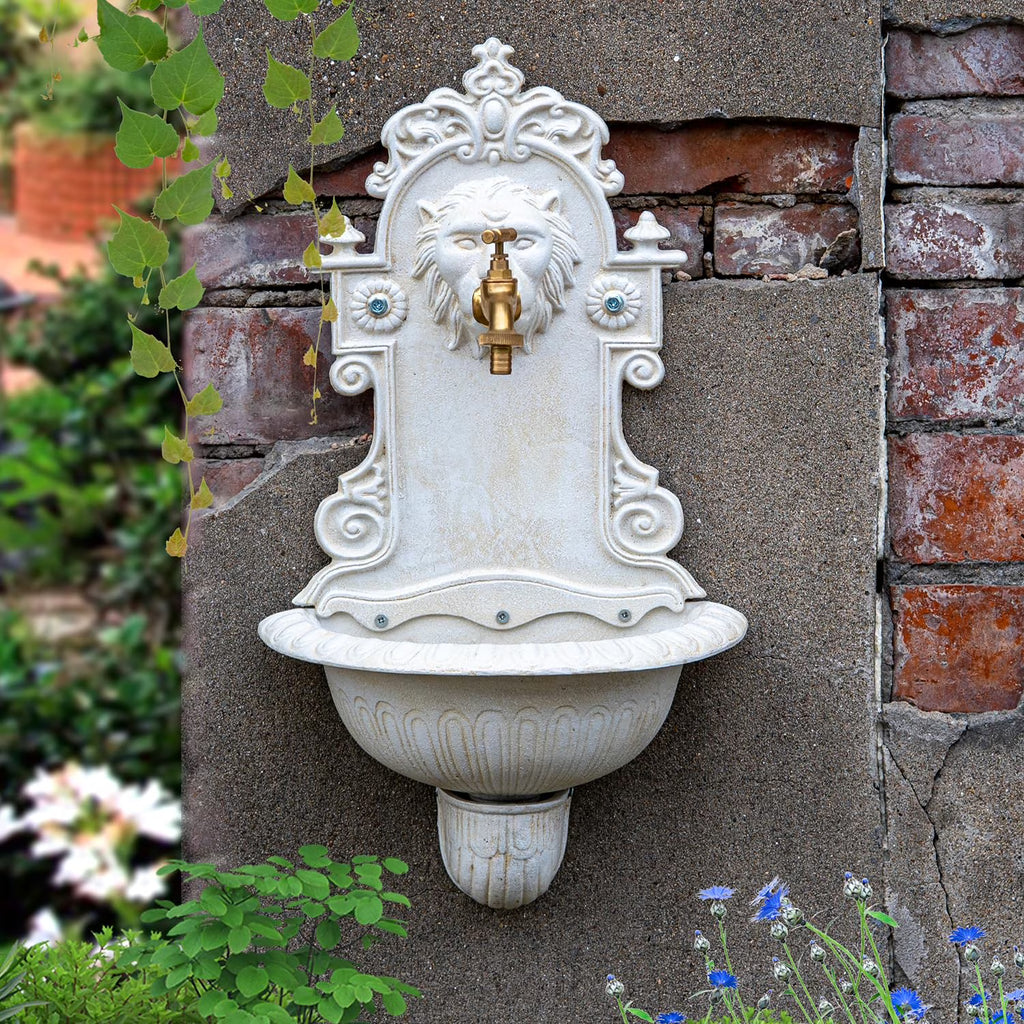 Sungmor Cast Iron Outdoor Water Column with Faucet, Freestanding Floor Farm Yard Decor, Green, 1 Count