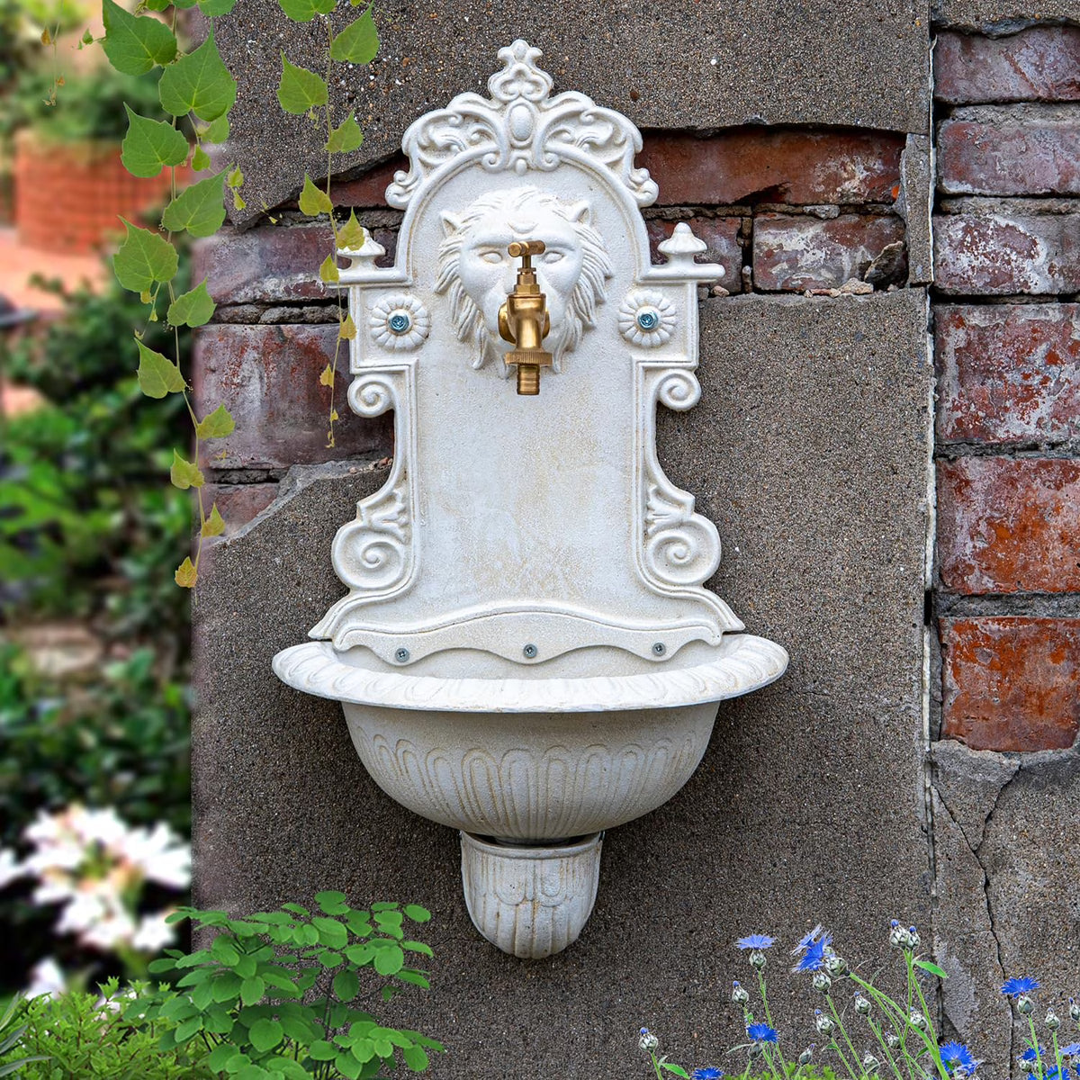 Sungmor Cast Iron Outdoor Water Column with Faucet, Freestanding Floor Farm Yard Decor, Green, 1 Count