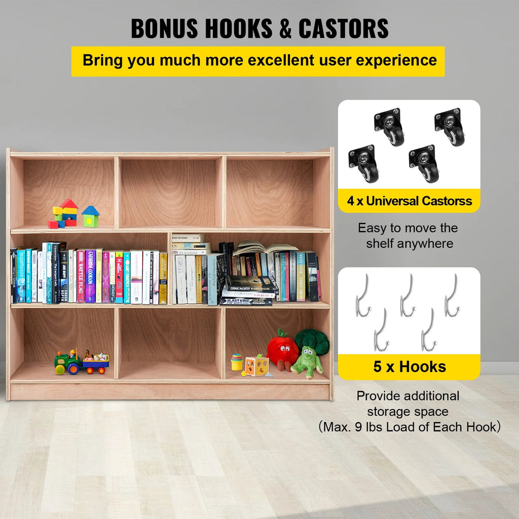BENTISM Classroom Storage Cabinet Preschool Storage Shelves Wooden 8 Grids Toys Books