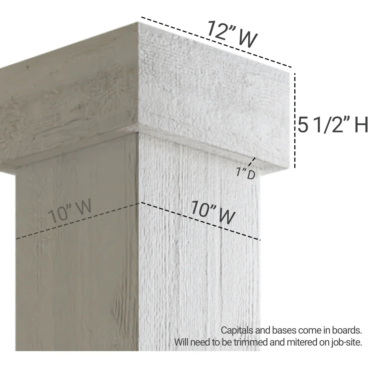 Ekena Millwork 18"W x 5'H Hand Hewn Endurathane Faux Wood Non-Tapered Square Column Wrap with Standard Capital & Base