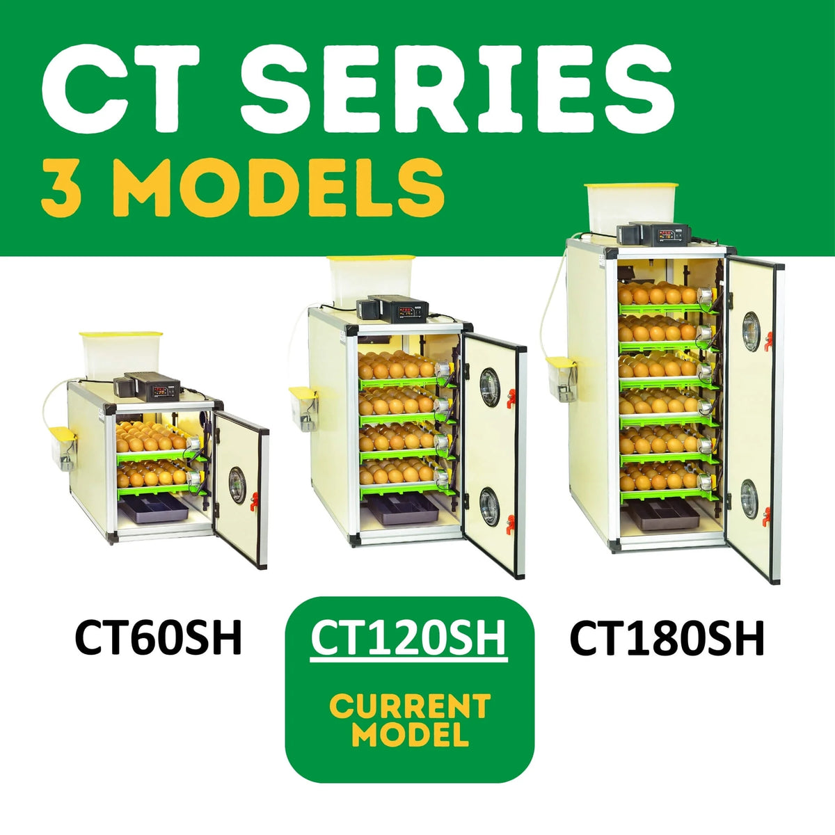 CT120SH Egg Incubator with Automatic Egg Turning & Perfect Humidity Controls, Set & Forget Design, Cabinet Incubators for Hatching Eggs, Incubate and Hatch 120 Chicken Eggs | Hatching Time
