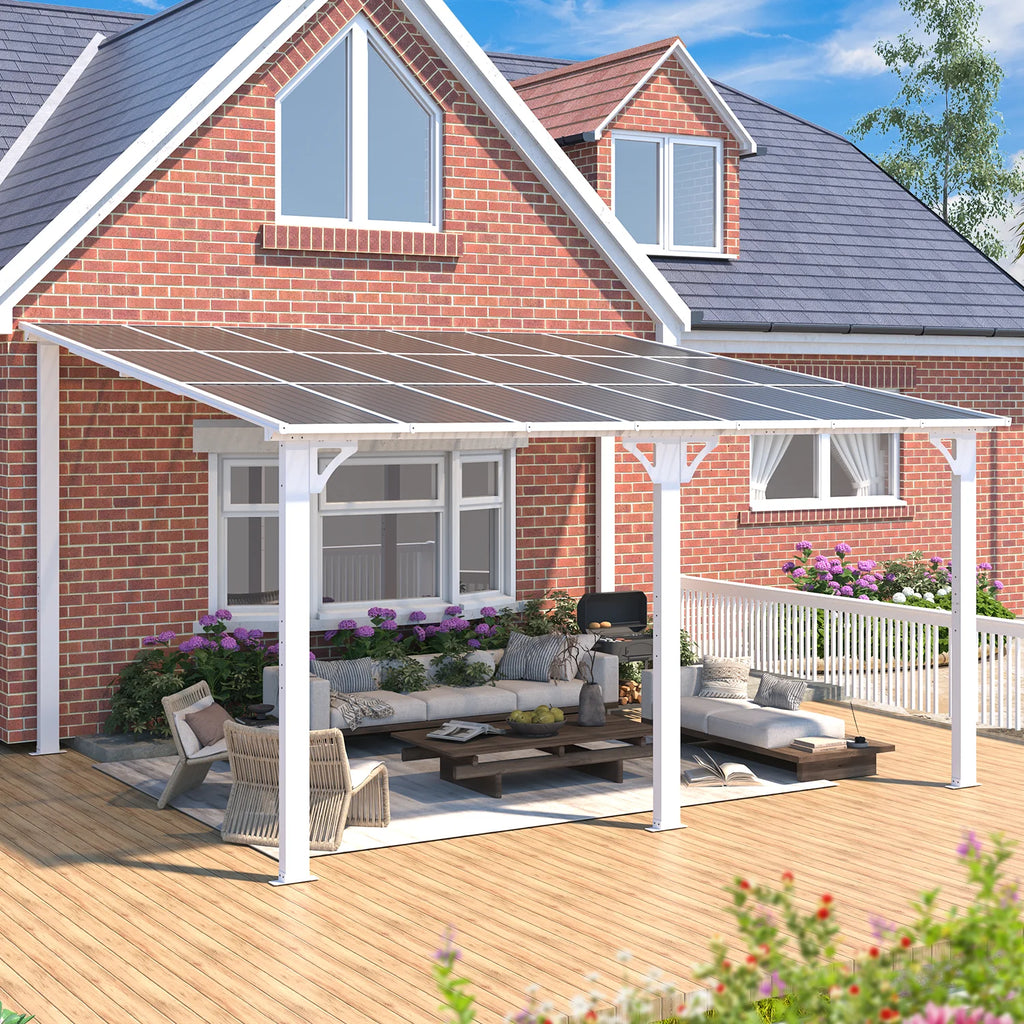AECOJOY 10' x 14' Hardtop Gazebo Outdoor Aluminum Pergola for Garden, Patio, Backyard-Gray