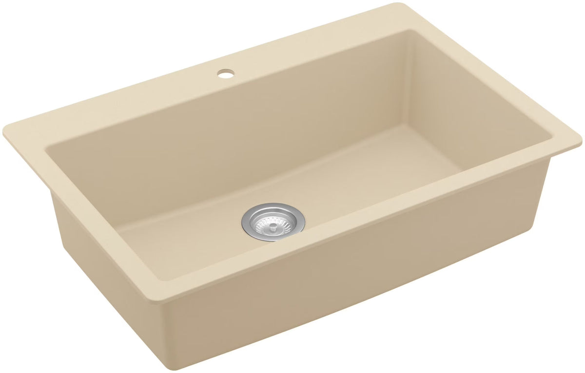 Karran Usa Qt-812 Quartz Qt 33" Drop In Single Basin Quartz Composite Kitchen Sink - White