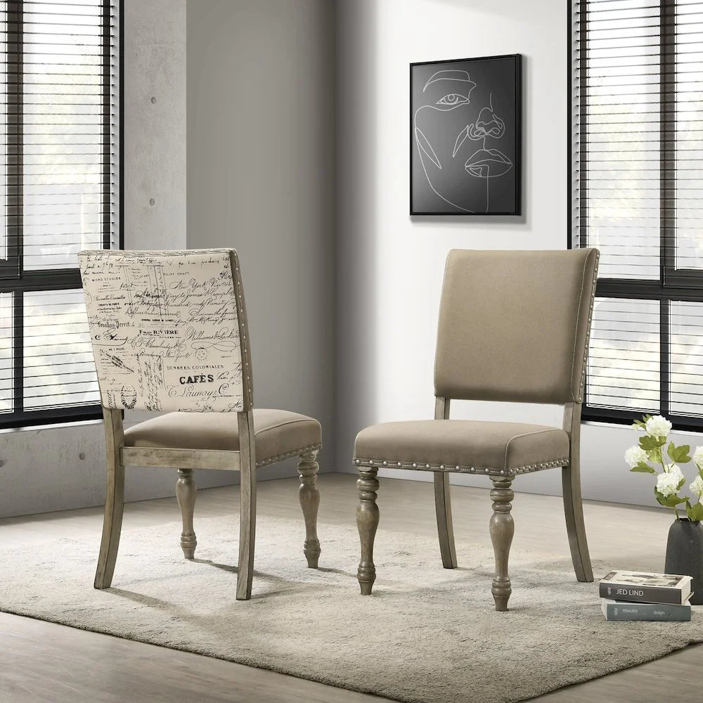 Birmingham Nailhead 6-Piece Table with Nail Head Bench Dining Set, Driftwood
