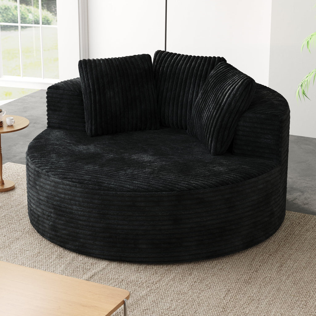 Sodrens Oversized Chaise Lounge Chair Indoor,Upholstered Sofa Bed with Throw Pillows and Armrests,Sleeper Chair for Living Room,Bedroom,Brown,Corduroy