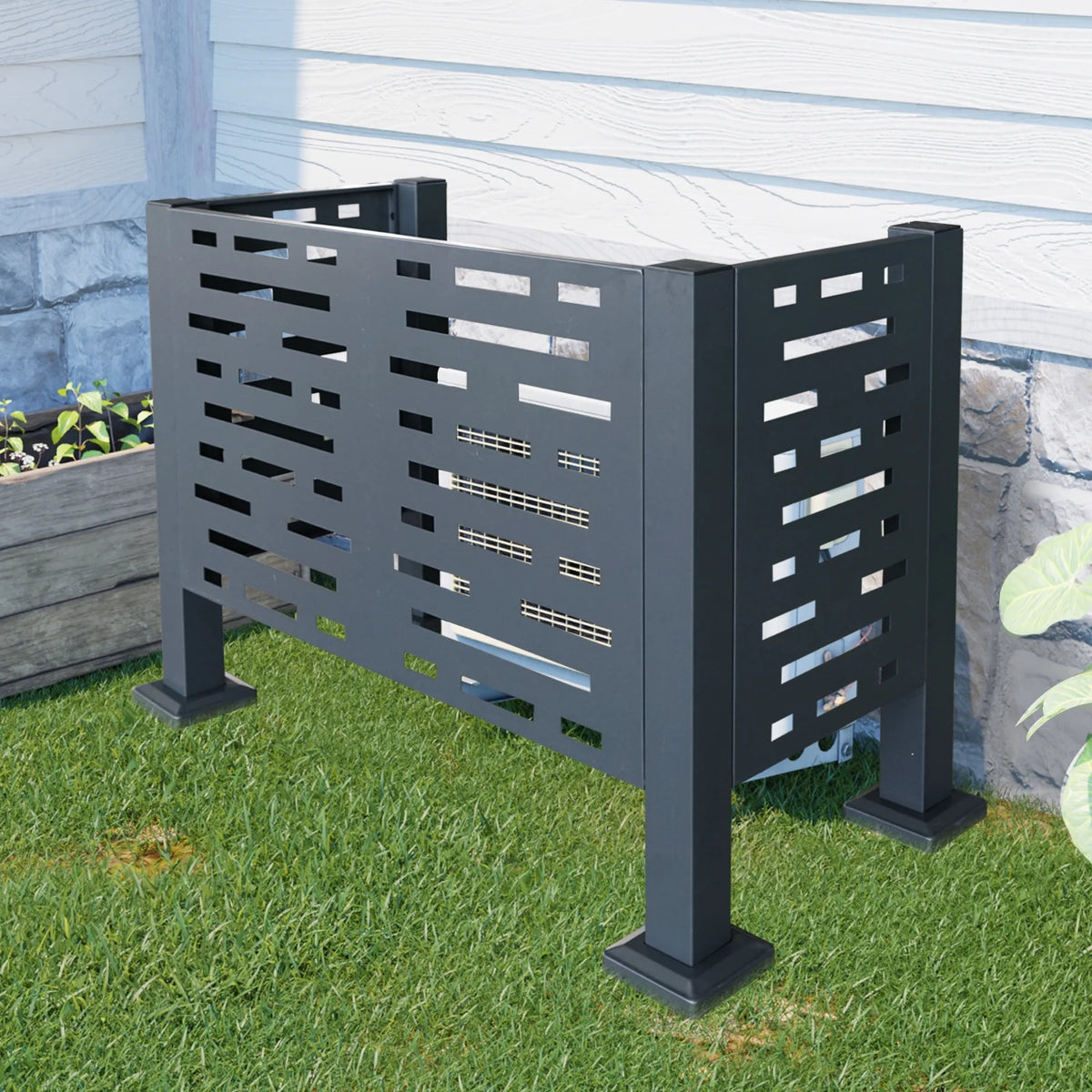 Metal AC Unit Privacy Fence Cover Panel - Outdoor Air Conditioner Hide Fence for Concealing HVAC Units