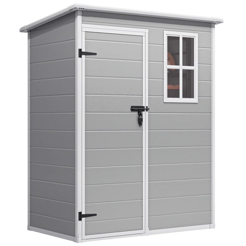 Lofka 6 x 4 FT Galvanized  Metal Outdoor Storage Shed with Double Lockable Doors and Air Vents for Patio, Garden, Backyard, Lawn, Dark Gray