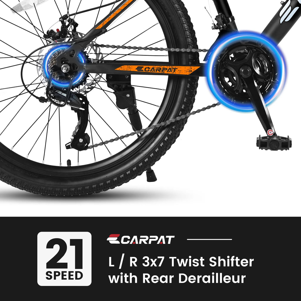 26" Mountain Bike for Adults & Teens - Shimano 21-Speed, Mechanical Disc Brakes & High-Carbon Steel Frame | Durable MTB for Trail, Forest, and City Riding