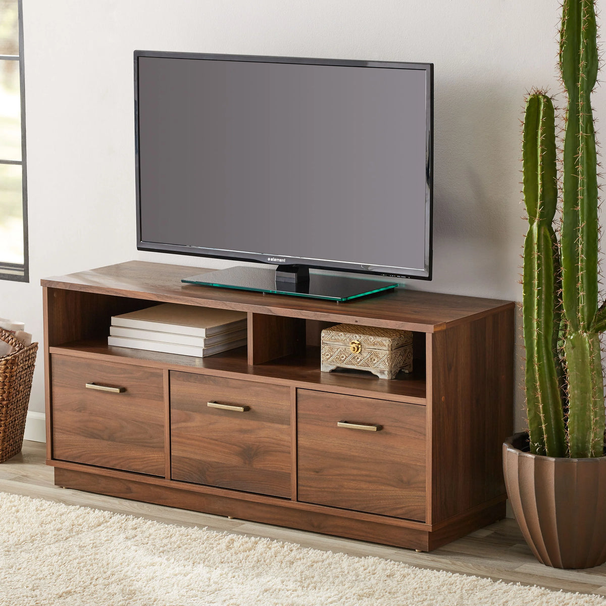 Mainstays 3-Door TV Stand Console for TVs up to 50", Blackwood Finish