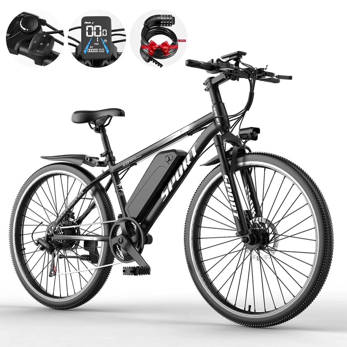 G26Electric Bike for Adults, 26" Electric Mountain Bike with 500W Peak Brushless Motor, Max 45Miles 25MPH Electric Bicycles,Removable Battery.