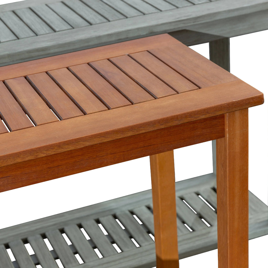 DTY  Outdoor Living Longs Peak Eucalyptus Console Table Silver Gray