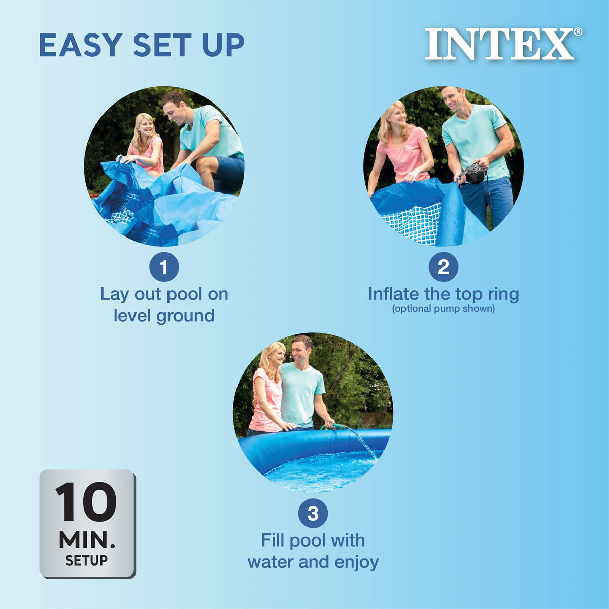Intex 10' x 30" Easy Set Above Ground Swimming Pool With Filter Pump