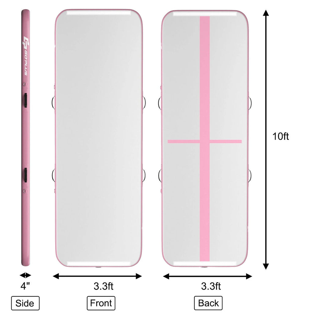 Goplus 10FT Air Track Inflatable Gymnastics Tumbling Mat w/ Pump Pink